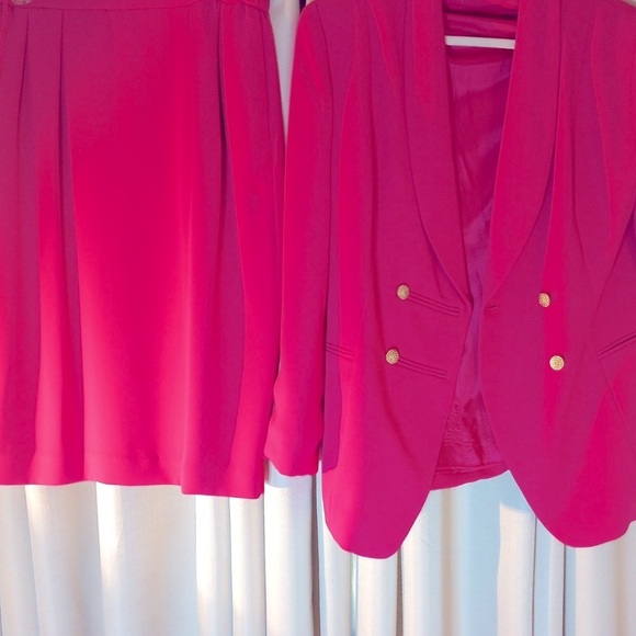 Jones Wear Contemporary Office Barbiecore Pink Size 14 Blazer & Skirt Set NWT - Picture 3 of 14